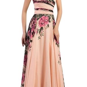 Grace Karin gown peach floral size 18